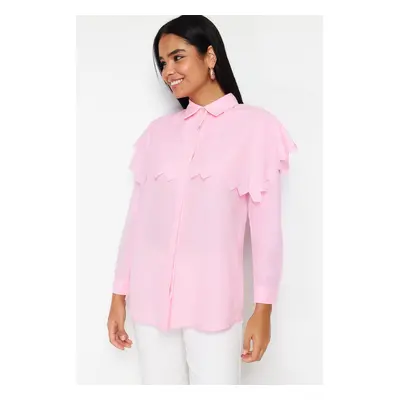 Trendyol Light Pink Big Collar Cotton Woven Shirt