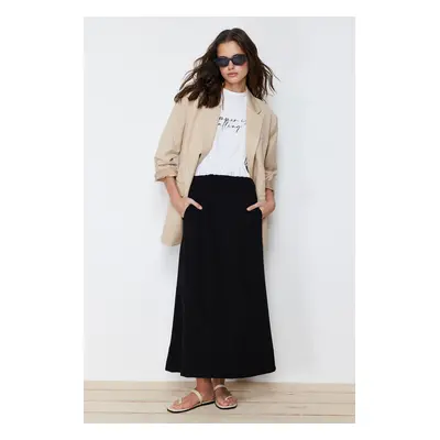 Trendyol Black Pocket Detailed Elastic Waist Knitted Skirt