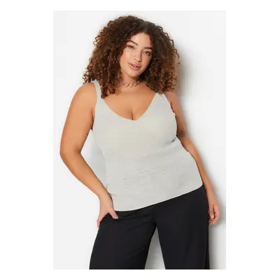 Trendyol Curve Gray Strap Fine Knitwear Glitter Blouse