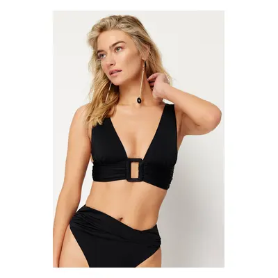 Trendyol Black Triangle Accessory Bikini Top