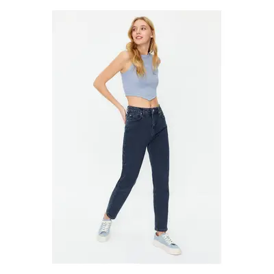 Trendyol Midnight Blue More Sustainable High Waist Slim Mom Jeans