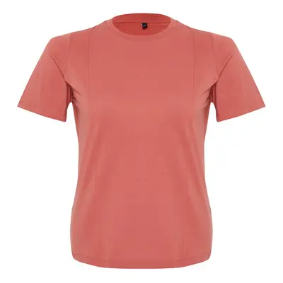 Trendyol Curve Basic 100% Cotton Knitted T-shirt with Tile Stitching Detail