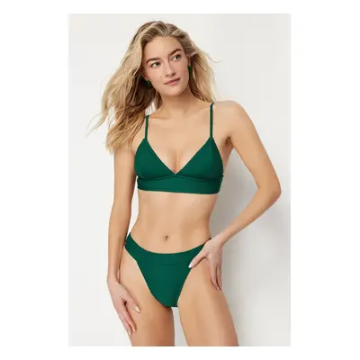 Trendyol Green Textured High Leg Regular Bikini Bottom