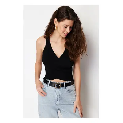 Trendyol Black Double Breasted Closure Detailed Knitwear Blouse