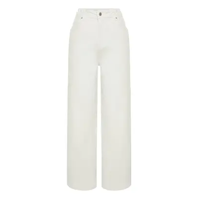 Trendyol White More Sustainable Elastic Waist High Waist Extra Wide Leg Palazzo Jeans