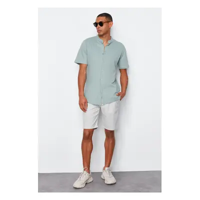 Trendyol Mint Slim Fit Judge Collar Short Sleeve Knitted Pique Summer Shirt