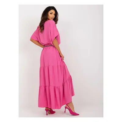 Dark pink summer maxi skirt with ruffle