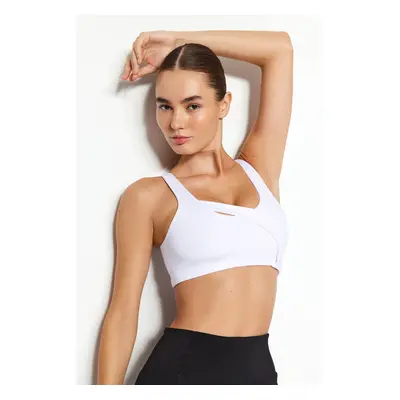 Trendyol White Medium Support/Shaping Window/Cut Out Detailed Knitted Sports Bra