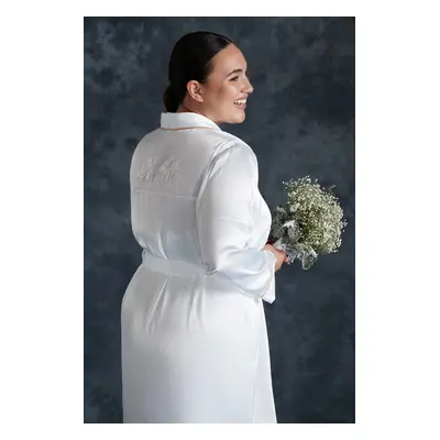 Trendyol Curve White Satin Belted Woven Bridal Dressing Gown