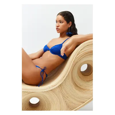 Trendyol Saxe Blue Balconette Textured Bikini Top