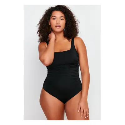 Trendyol Curve Black Square Neck Swimsuit