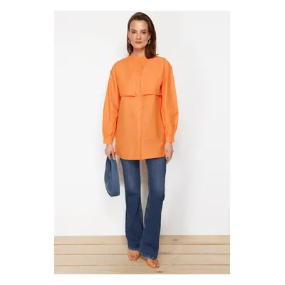 Trendyol Orange Cotton Woven Shirt