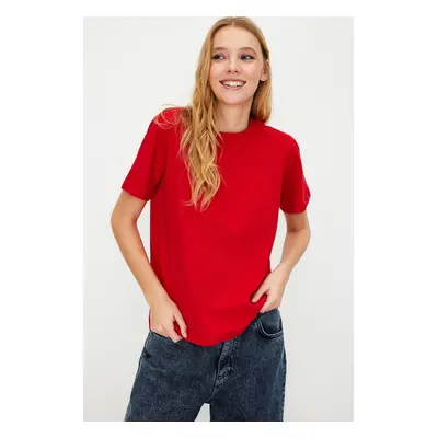 Trendyol Red 100% Cotton Basic Crew Neck Knitted T-Shirt