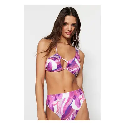 Trendyol Abstract Pattern Triangle Bikini Top With Cut Out/Window