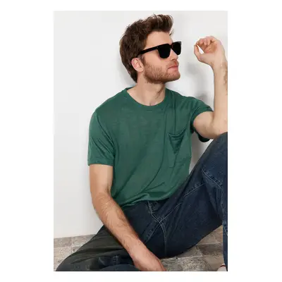 Trendyol Green Regular Cut Pocket Linen Look Short Sleeve T-Shirt