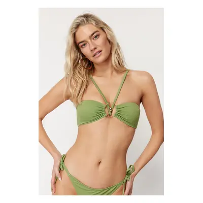 Trendyol Green Strapless Accessory Bikini Top