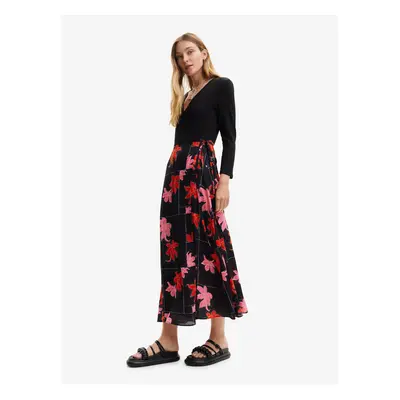 Red-black women's wrap maxi dress Desigual Menphis