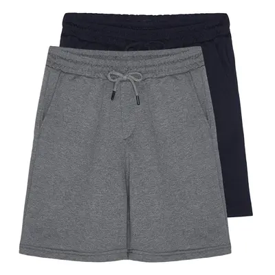 Trendyol Anthracite-Navy Blue Basic Regular/Normal Cut Straight Pack Shorts