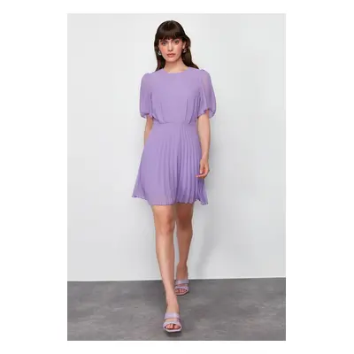 Trendyol Purple Skirt Pleated Lined Chiffon Mini Woven Dress