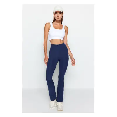 Trendyol Dark Navy Blue kompressziós fáklya jóga kötött sportleggings