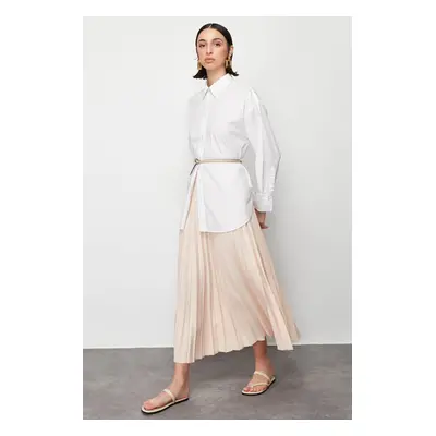 Trendyol Ecru Pleated Woven Skirt