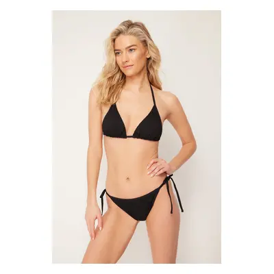 Trendyol Black Triangle Tie Textured Regular Bikini Set