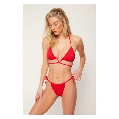 Trendyol Red Tunnel Brazilian Bikini Bottom