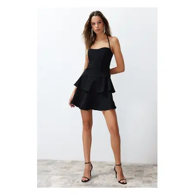 Trendyol Black A-Line Woven Short Elegant Evening Dress