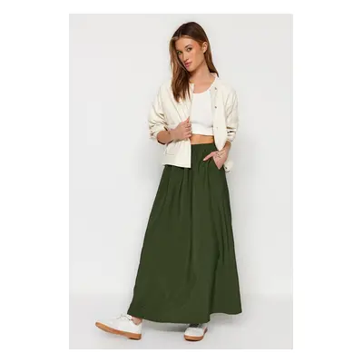 : Trendyol Khaki A-line Parachute Fabric Maxi Length Woven Skirt