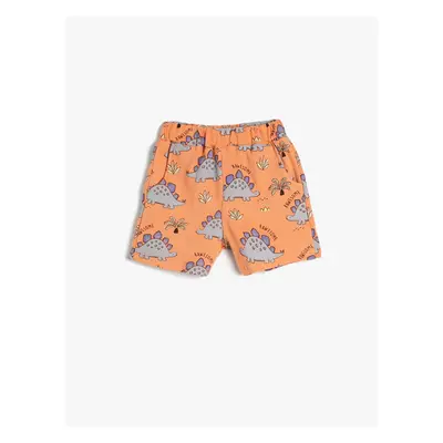 Koton Shorts Dinosaur Printed Cotton with Elastic Waist