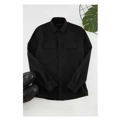 Trendyol Black Regular Fit Textured Double Pocket Shirt