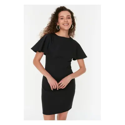 Trendyol Black Sleeve részletesen szőtt szövött ruha