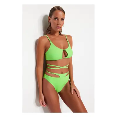 Trendyol Green Cut Out/Window High Derék Normál lábú Bikini alsó