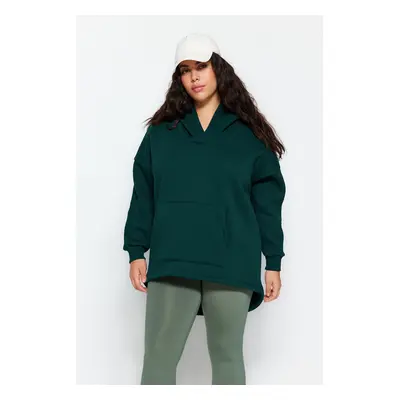 Trendyol Curve Emerald Green Thick Fleece Inside Oversize Knitted Sweatshirt