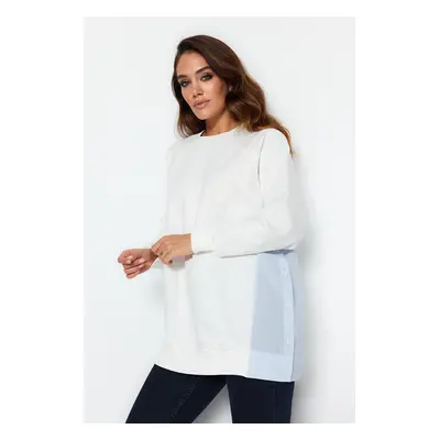 Trendyol Ecru Oversize Woven Piece Knitted Tunic