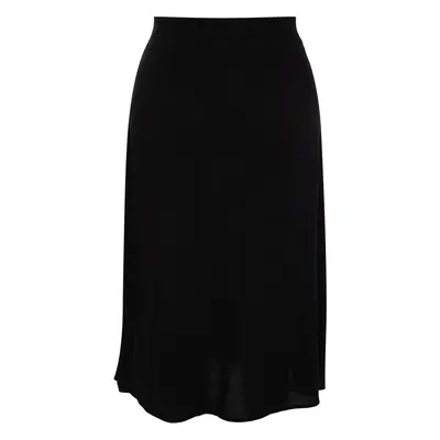 Trendyol Curve Black Viscose Woven Skirt with Slit Detail.