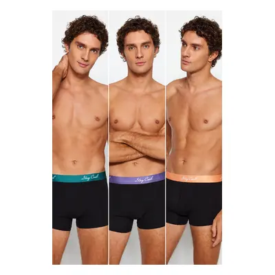 Trendyol Pack of Black Written Elastic Cotton Couple Boxers