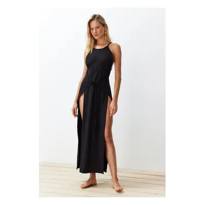 Trendyol Black Maxi Knitted Tie Beach Dress