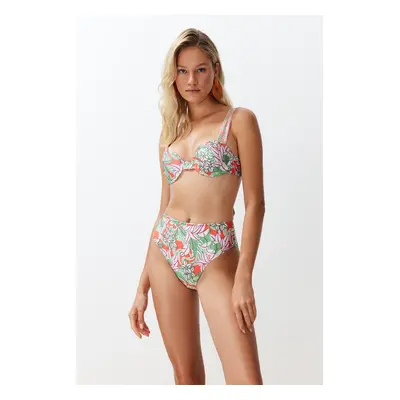 Trendyol Floral Patterned High Waist Hipster Bikini Bottom