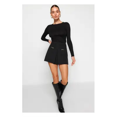 Trendyol Black Pocket Detailed Woven Short Skirt