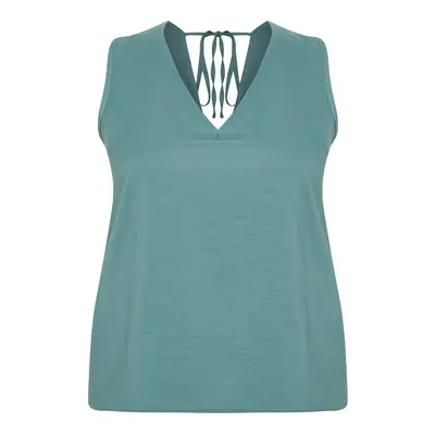 Trendyol Curve Green Basic Woven Blouse