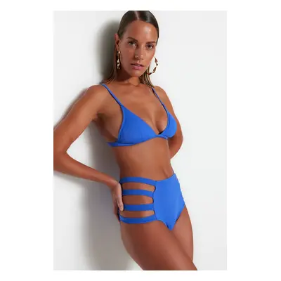 Trendyol Blue Cut Out/Windowed High Waist Bikini Bottoms With Regular Legs