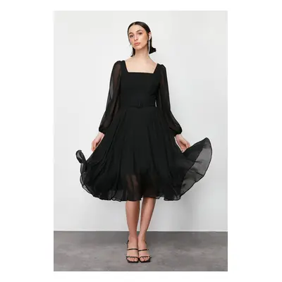 Trendyol Black Woven Tulle Elegant Evening Dress