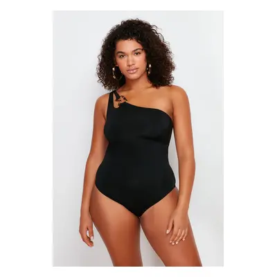 Trendyol Curve Black One Shoulder Swimsuit