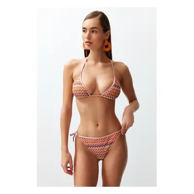 Trendyol Geometric Patterned Triangle Tie Textured Regular Bikini Set