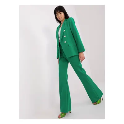 Green women's elegant set with jacket