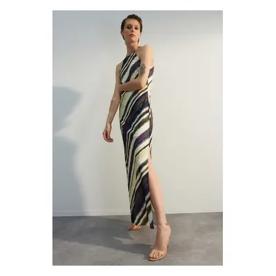 Trendyol Multi Color ujjatlan műszak/egyenes szabású maxi bélelt szőtt ruha