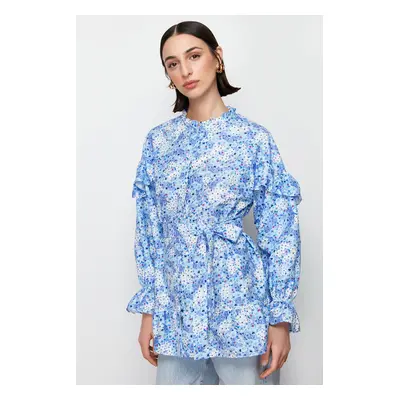 Trendyol Light Blue Floral Woven Tunic