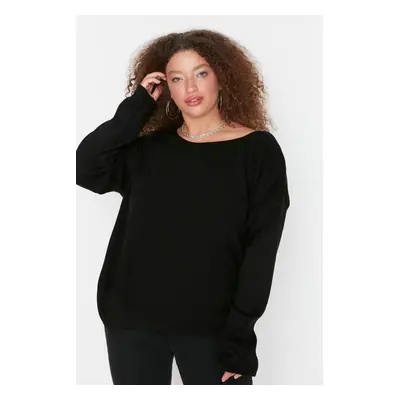 Trendyol Curve Black Back Cross Band Detail Knitwear Sweater