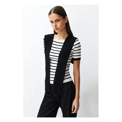 Trendyol White Striped Detachable Sailor Neck Detailed T-Shirt Look Knitwear Sweater